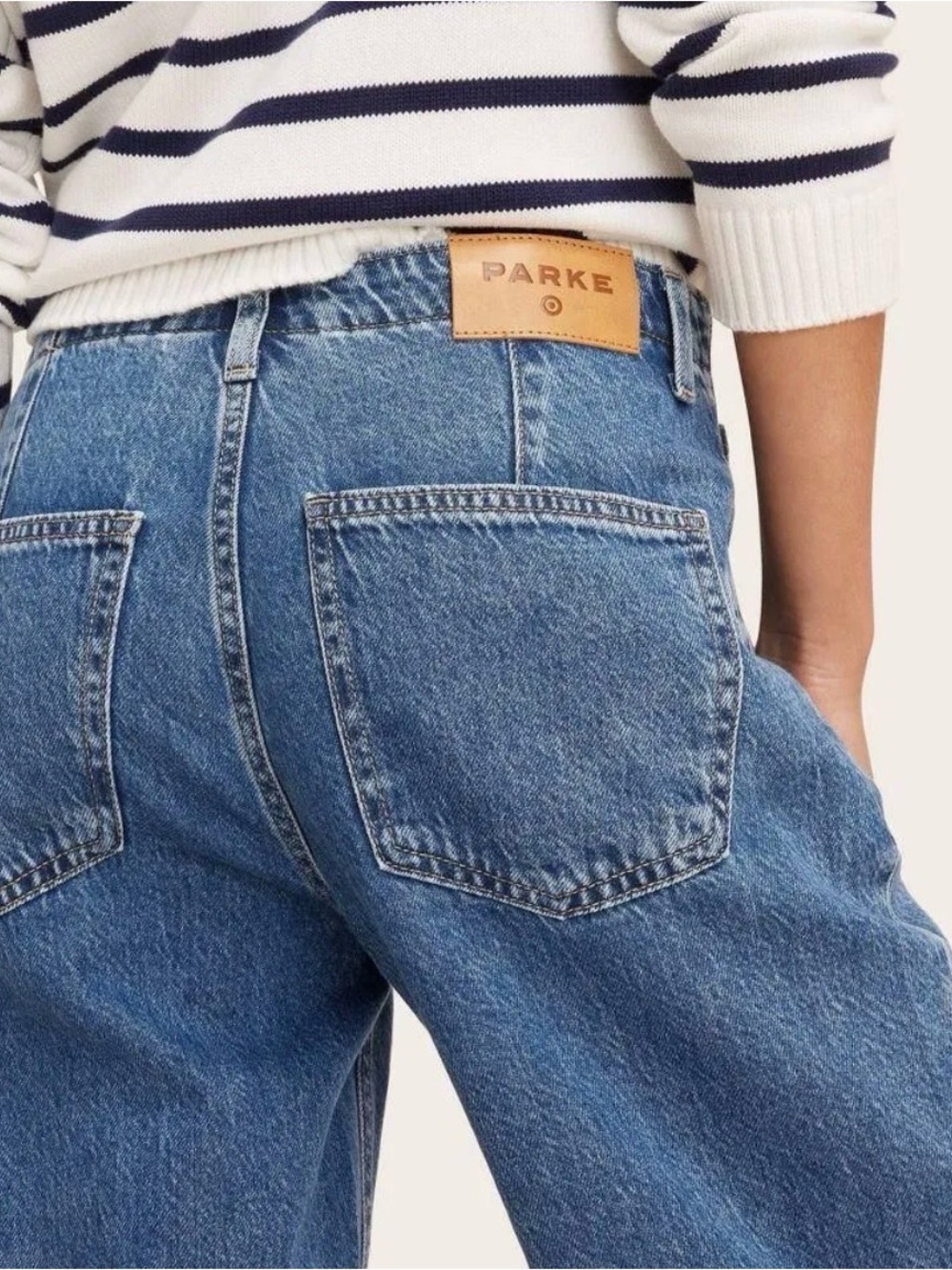 NWOT PARKE  target Mid-Rise Drawstring Baggy Jeans - Parke Medium Wash Sz 2